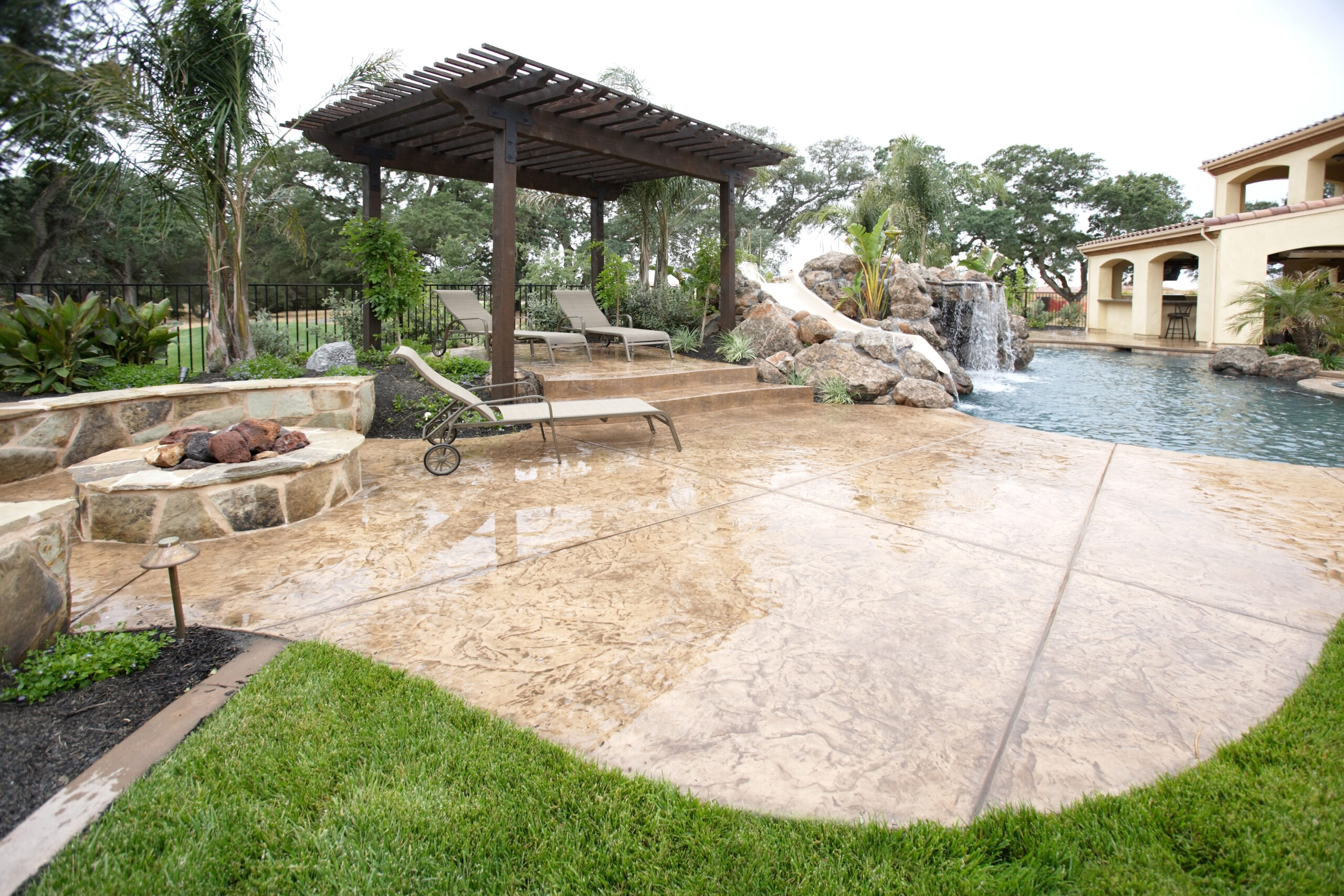 A lounge area in a new luxury backyard
