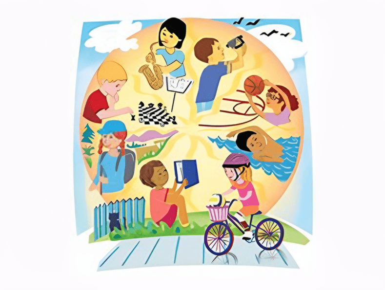 Children joyfully riding bikes and playing games on a sunny day, capturing the essence of fun and friendship